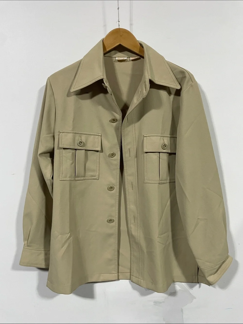 Vintage 1970s Beige Military-Style Field Jacket